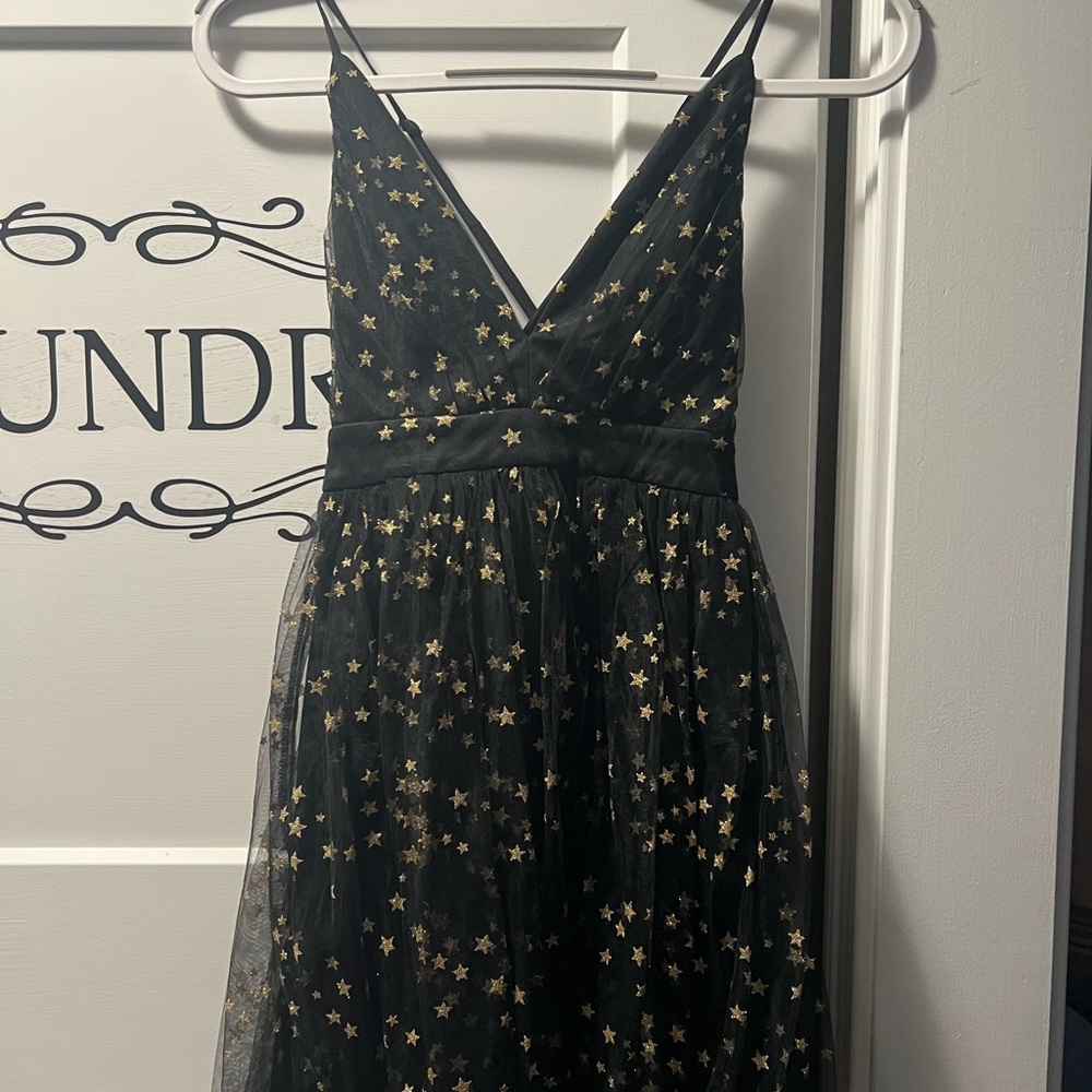 Lulu's Black and Gold Prom Sundress